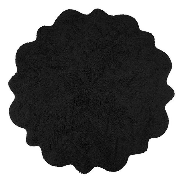 Sherry Kline Tufted Petals Black 32" Round Bath Rug