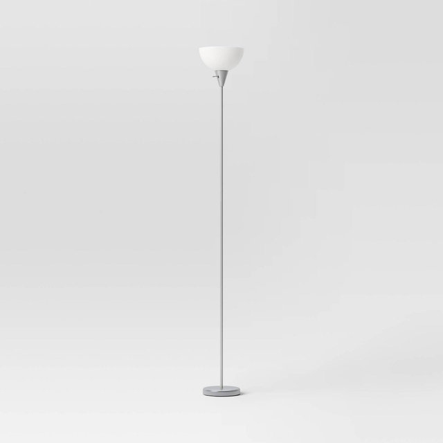 Torchiere Floor Lamp Silver - Room Essentials™: Minimalist Ambient Uplight, ETL Listed