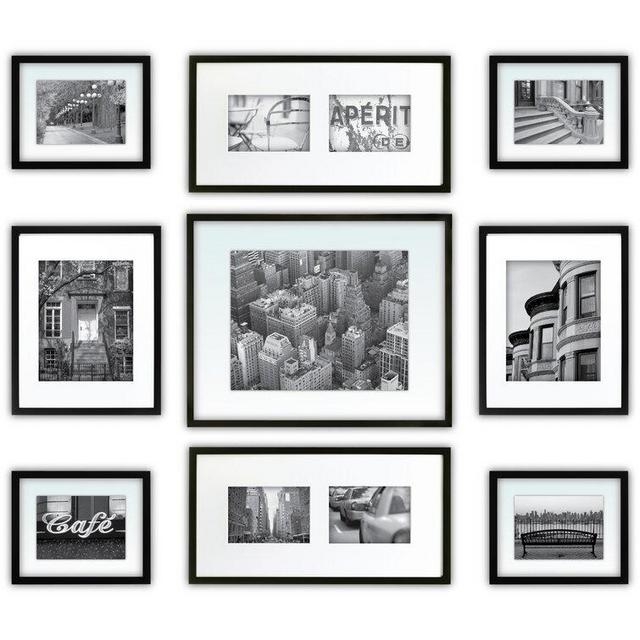 Koontz 9 Piece Wood Matted Picture Frame Set