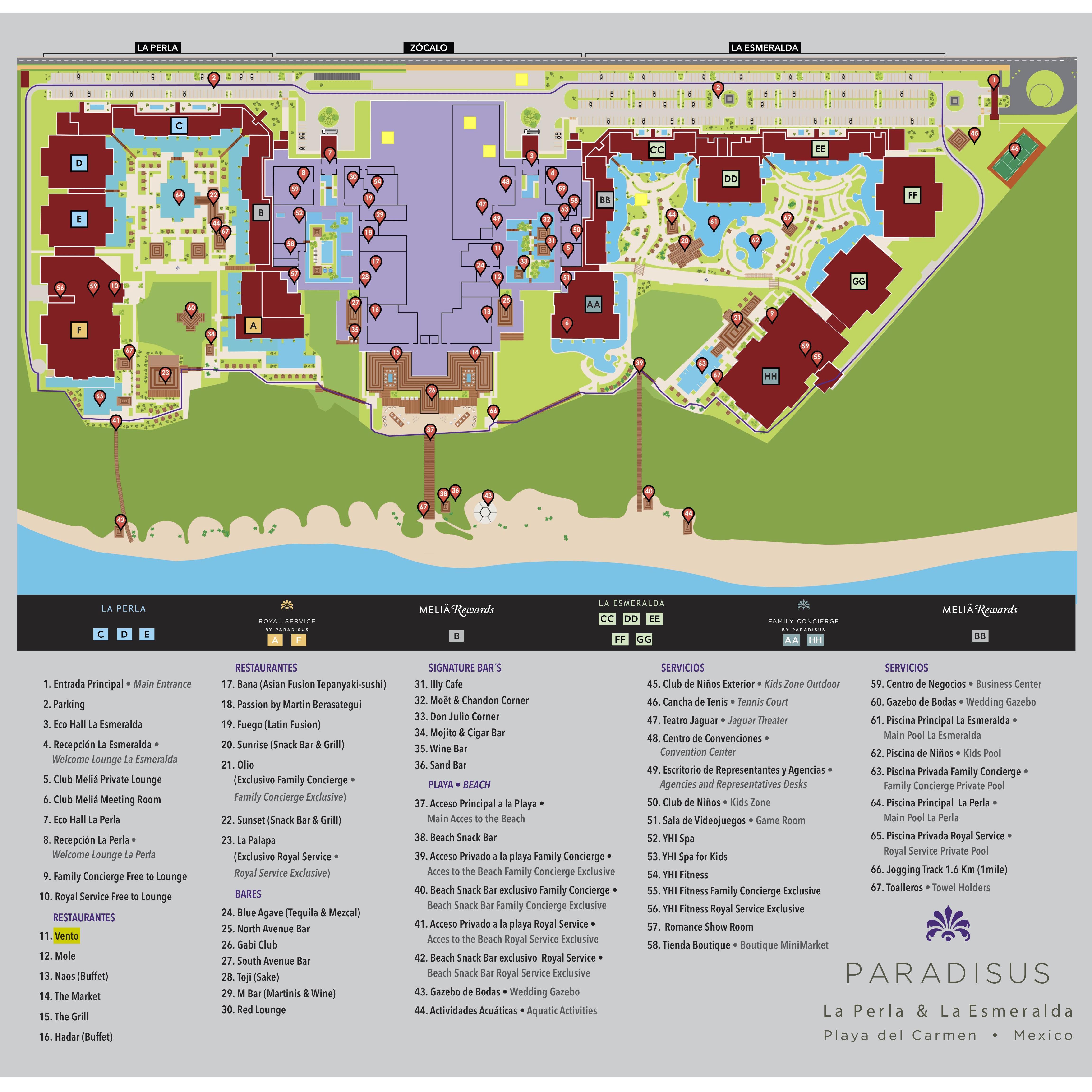 A map of beautiful Paradisus, Playa del Carmen!