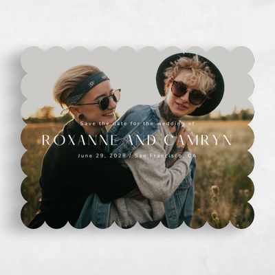White Scalloped Wedding Save the Date - Cerrito Photo