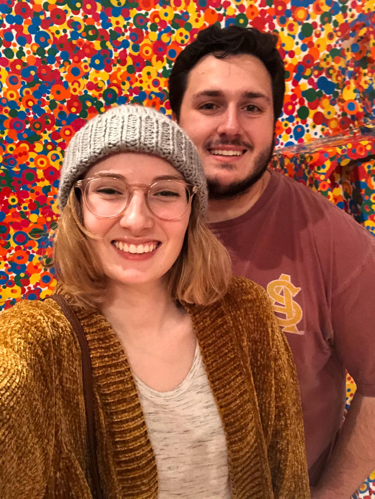 Taken in 2018 after waiting 8 hours outside in the cold rain overnight to view a traveling art exhibit I wanted to see. If I ever doubted Grant's dedication, I had no doubts after making him do this.