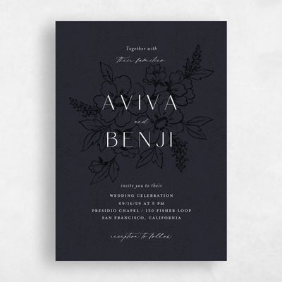 Ebony, Black Wedding Invitation - Oriabel Portrait
