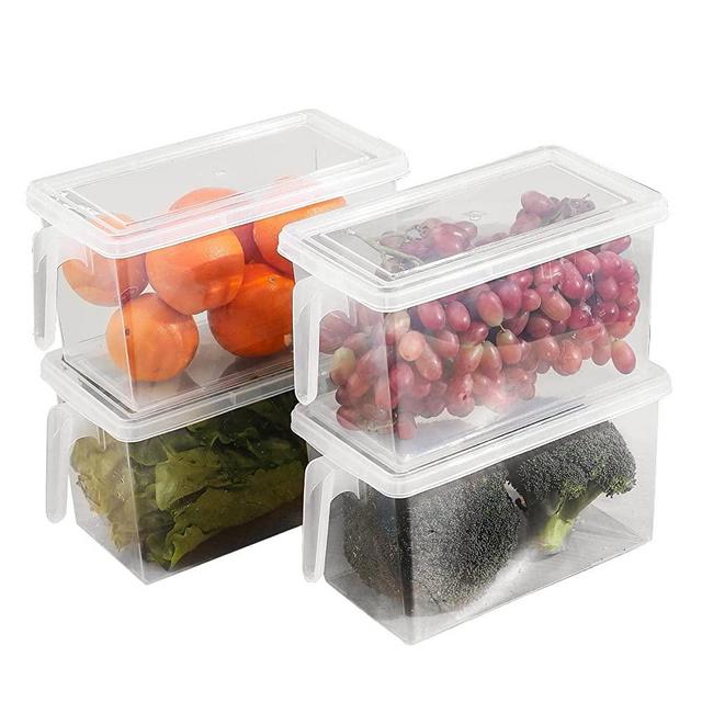 Sclvdi 4 Pack Refrigerator Storage Containers 5L Square Refrigerator Food Storage Organizer Bins with Lids Stackable Refrigerator Organizer