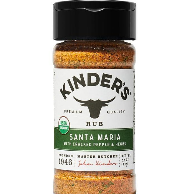 Kinder's Organic Santa Maria Rub (Cracked Pepper and Herbs), Premium Quality Seasoning, MSG Free and USDA Certified Organic, 2.6oz