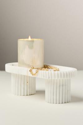 Ribbed Footed Marble Tray