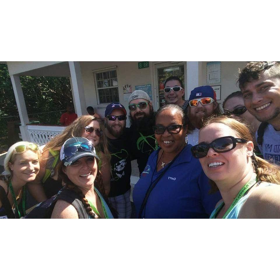 A group photo at Hell's passport office with the most amazing driver we ever had, Gerry!