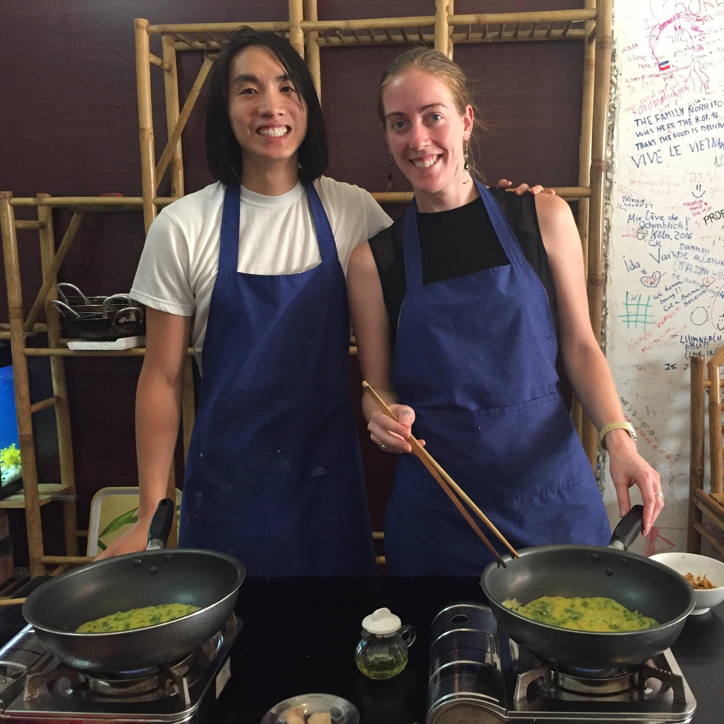 Taking a cooking class in Saigon.