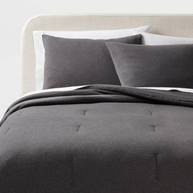 King Modern Jersey Comforter and Sham Set Dark Gray Heather - Threshold™