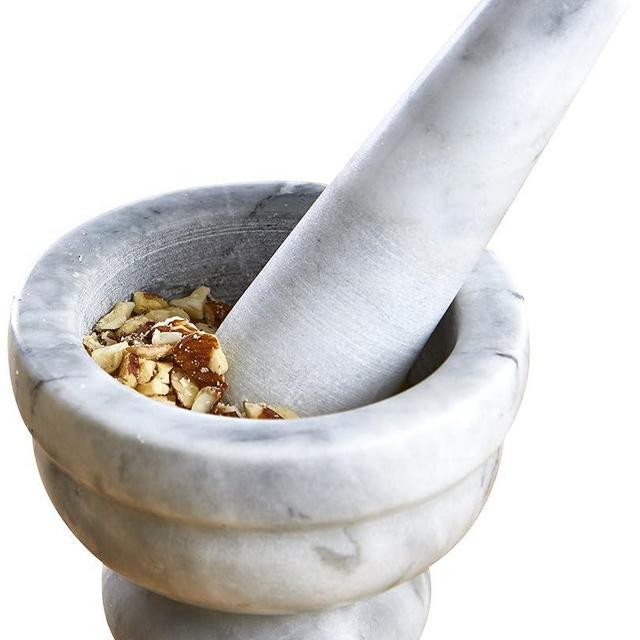IMUSA USA Small 3.8" Marble Mortar and Pestle for Grinding and Crushing