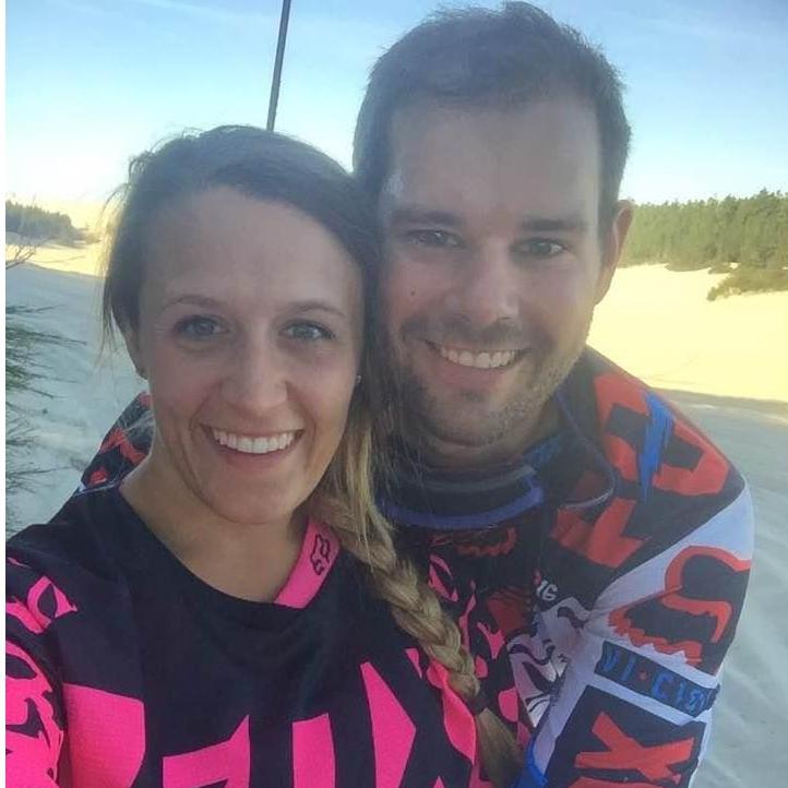 Riding dirt bikes on the sand for the first time together!