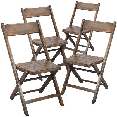 Slatted Wood Folding Chairs - Set of 4