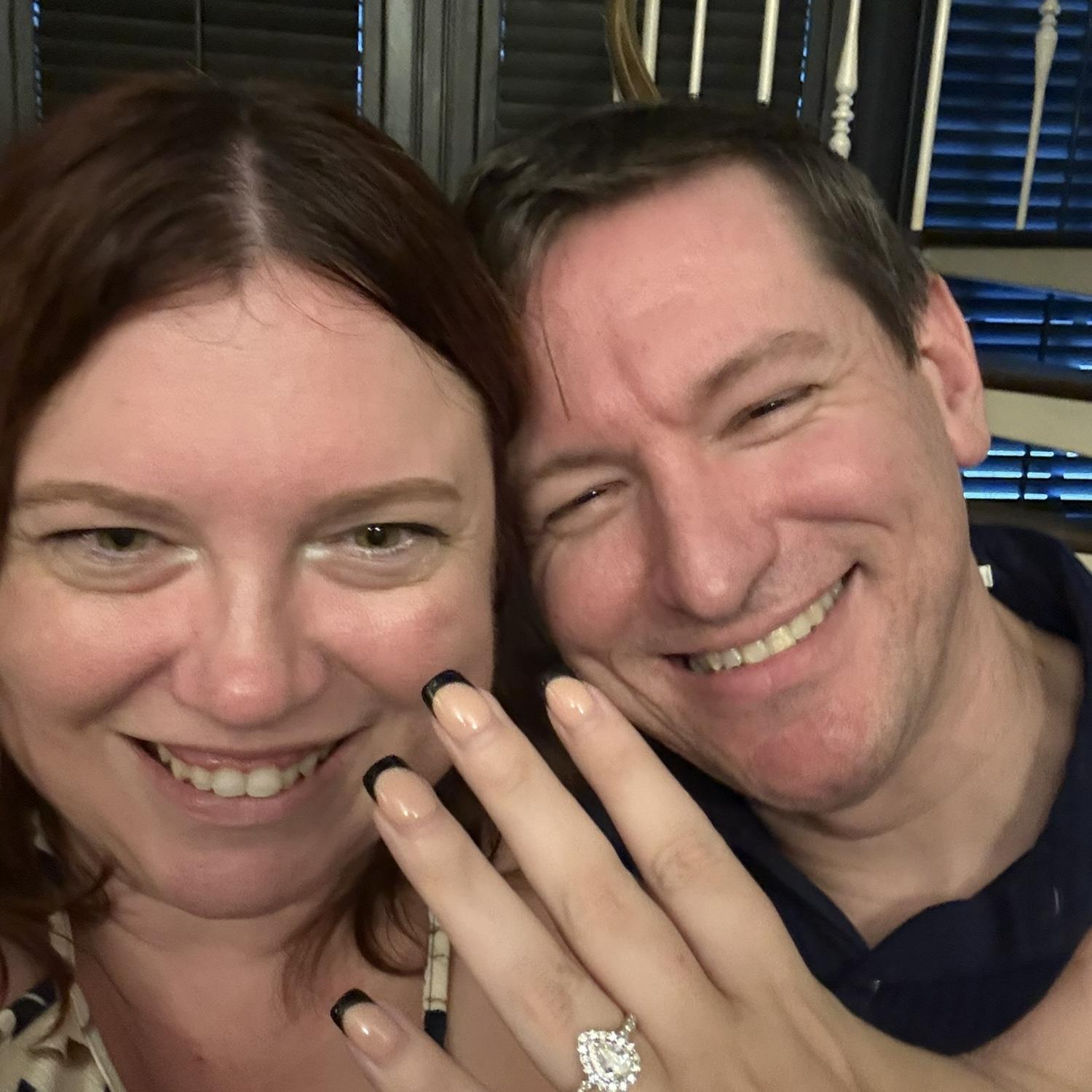 Newly engaged in Fredericksburg, TX @ the Winchester Lodge.