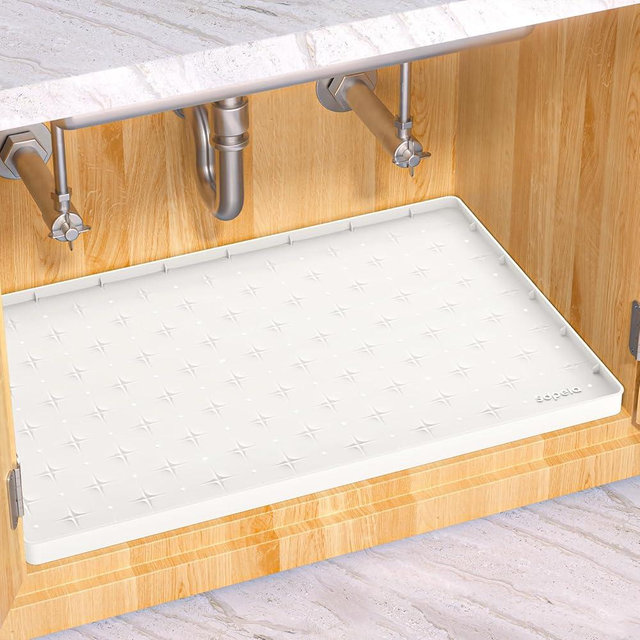 Sdpeia Under Sink Mat for [22" x 19"] Cabinet, Upgraded Silicone Waterproof Mat Kitchen Cabinet Liner Cabinet Protector Kitchen Organizers and Storage