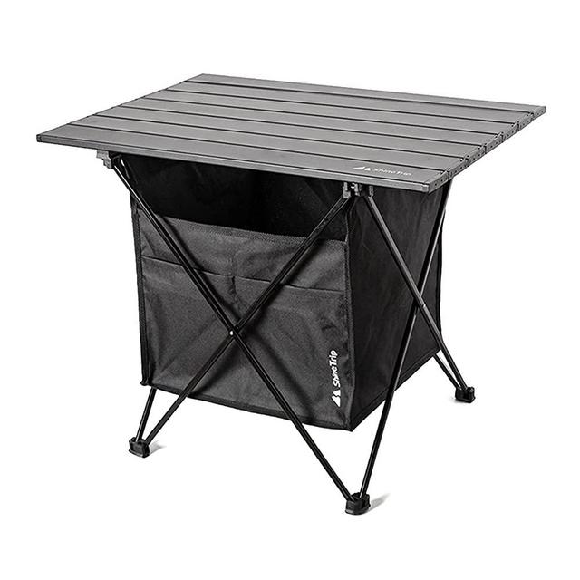 UNISTRENGH Portable Camping Table with Carrying Bag Lightweight Aluminum Alloy Foldable Tabletop for Outdoor Hunting Cooking Picnic BBQ (Medium-22.05''L x15.94''W x18.31''H, Black with Storage Bag)