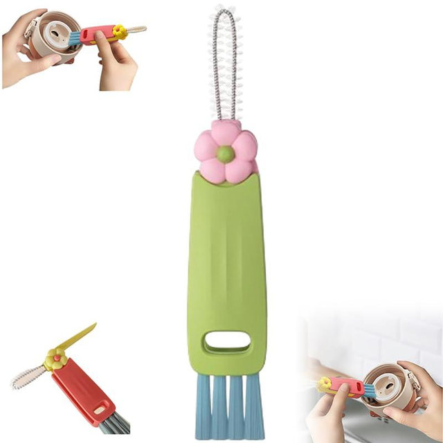 3 in 1 Lid Cleaning Brushes, 2025 Multifunctional Insulation Bottle Cleaning Tools, Mutipurpose Tiny Silicone Cup Holder Cleaner, Home Kitchen Cleanings Tool for Cups Kitchen Cleaning Tools