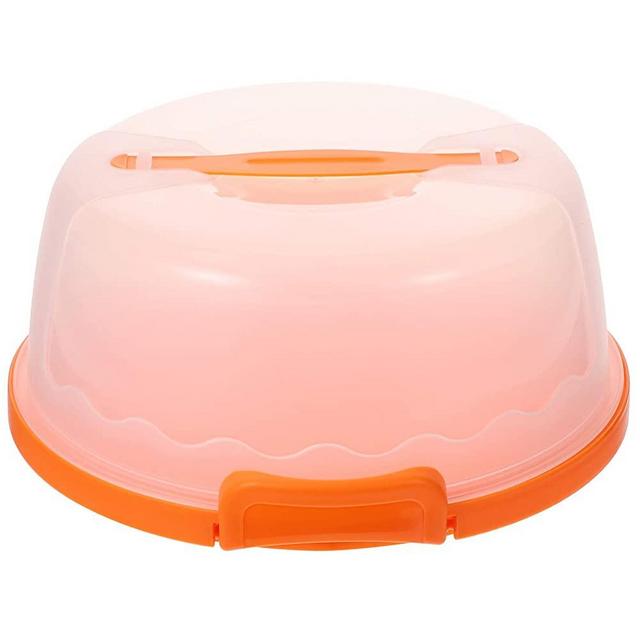 DOITOOL Disposable Cake Containers Carriers with Dome Lids Round Cake Carriers for Transport Clear Cake Boxes Cover Cake Holder Display Containers 8 Inch Orange