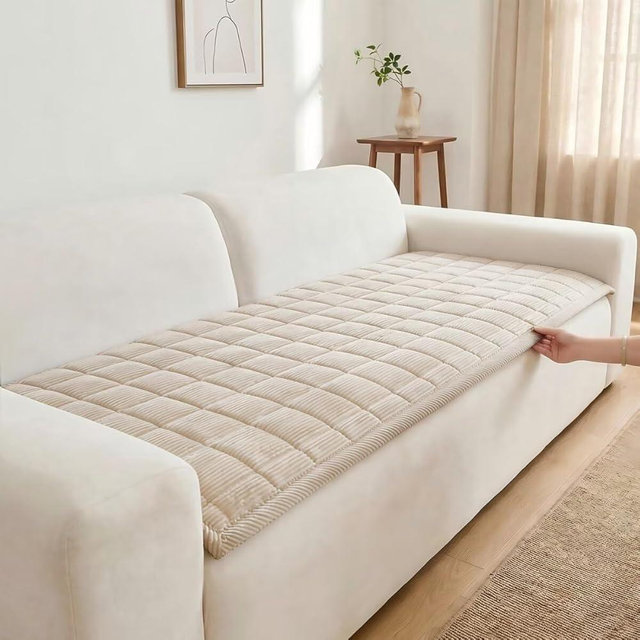Maymiss Pet Couch Cover Dogs Washable Non-Slip Couch Protector Pet Friendly Dog Mat for Couches and Sofas（Beige White, 27.6"×59.1"）