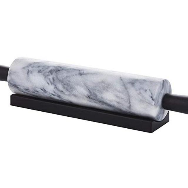 JEmarble Rolling Pin-Plastic Handles(White)(Premium Quality)Polished Surface 18-inch(10"Barrel) Genuine Stone Non-stick Save Effort Easy to Clean