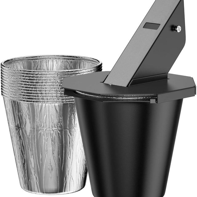 Upgraded Grease Bucket with Lid & 12PCS Liners, Grease Catcher for Smoker Drip Bucket, Compatible with Traeger, Pit Boss, Z Grills, Recteq and More - Grease Bucket for Pellet Grill