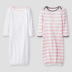 Baby Girls' 2 Pack Gown Set Baby Cat & Jack™ - Pink/White 0-6M