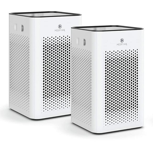 Medify MA-25 Air Purifier with H13 HEPA filter - a higher grade of HEPA for 500 Sq. Ft. Air Purifier | Dual Air Intake | Two '3-in-1' Filters | 99.9% removal in a Modern Design (2-Pack, White)