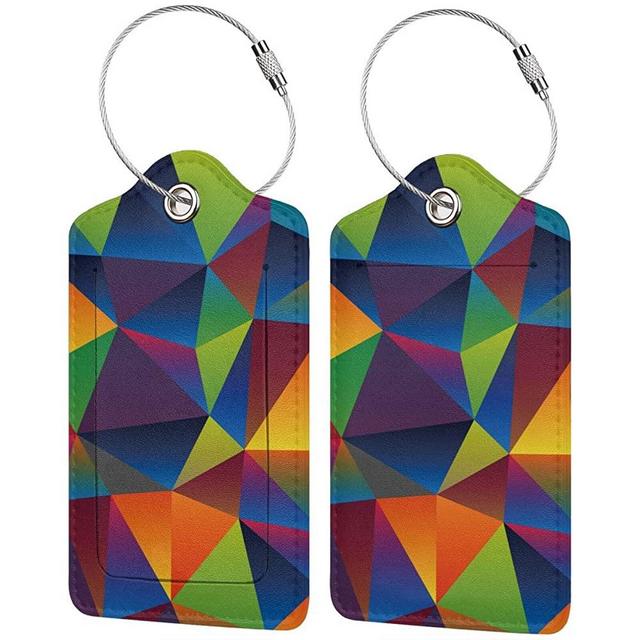 2 Pack Luggage Tag for Suitcase, Cute Leather ID Labels with Stainless Steel Loop Privacy Cover for Women Girls Bag Travel