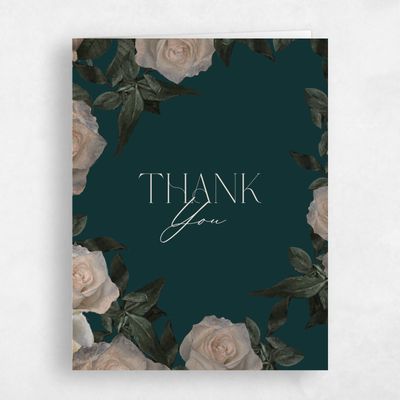 Dark Emerald, Green Wedding Thank You - Poet Portrait