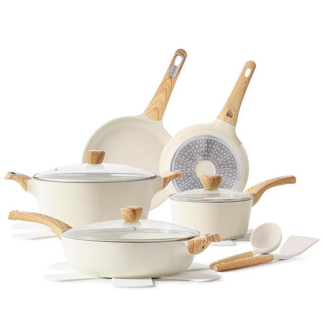 SENSARTE Ceramic Pots and Pans Set Nonstick, Kitchen Cookware Sets, 14-Piece Induction Cookware, 100% Non-toxic Healthy Non Stick Cooking Set, with Frying Pans Set, PFAS PTFE PFOA PFOS Free