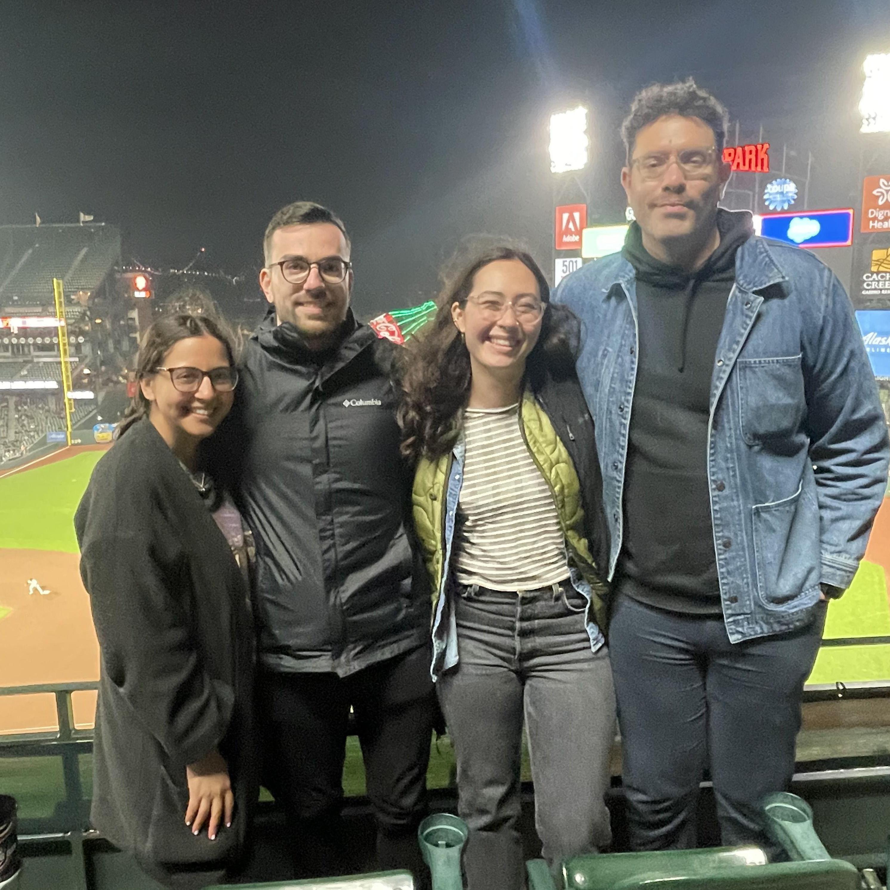 Hopping around Oracle Park while watching the Giants with friends