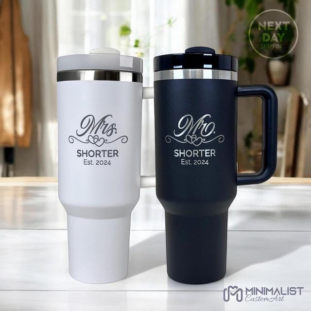 Personalized 40oz Tumbler, Mr and Mrs 40oz Tumbler, Bride and Groom Travel Mug, Engagement Gift ,Wedding Party, Honeymoon Present