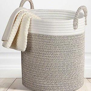 Woven Basket Rope Storage Baskets - Cotton Organizer 15 x 13 x13, Basket for Baby Blanket, Kids Toy, Nursery Laundry