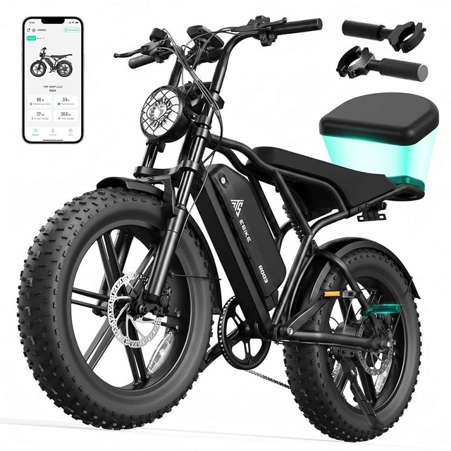 TST Electric Bike for Adults 1500W Peak 20" Fat Tire All-Terrain E-Bike 60/110 Miles 28 MPH Electric Dirt Bike - 48V 15/25 AH Battery Tested to UL 2849 Powered Electric Bicycle