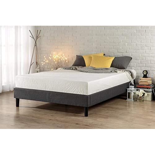 Zinus Curtis Essential Upholstered Platform Bed Frame / Mattress Foundation / Easy Assembly / Strong Wood Slat Support, King