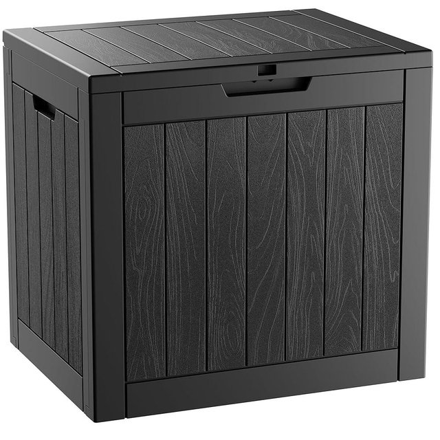 KAMABOKO Deck Box, 35 Gallon Resin Indoor and Outdoor Storage Boxes Waterproof for Garden Tools, Patio Accessories Storage Bench, Patio Furniture and Cushions with Lockable Lid, Black