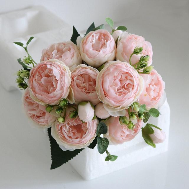 Read the full title 5 Heads 2.4" Artificial Peony Bunch, High Quality Artificial Silk Peony, DIY Wedding Bouquet Centerpiece, Jar Filler, Multicolor to Choose