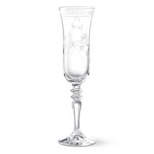 Vintage Etched Champagne Flutes, Set of 4