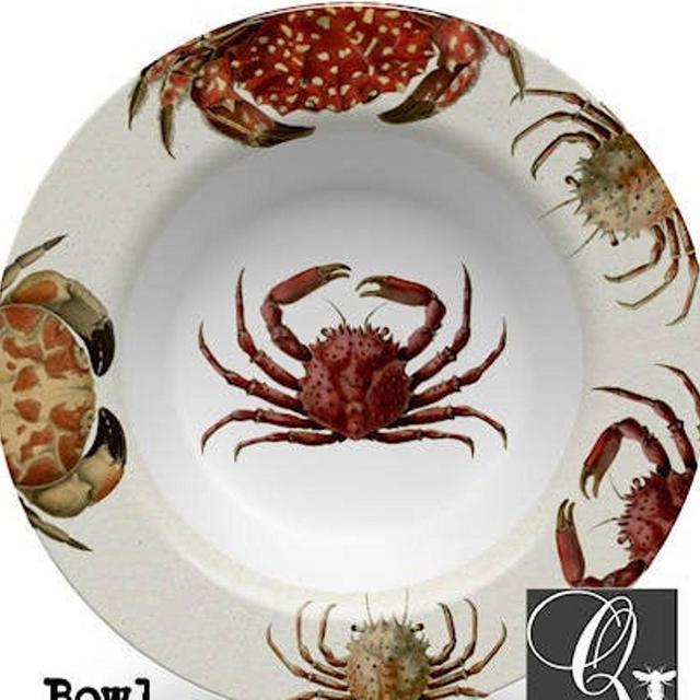 Crab Art Bowl,coastal dinnerware,sealife...
