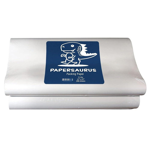 Papersaurus Newsprint Packing Paper - 7.5 lbs, 240 Sheets - Perfect for Moving, Packing, and Shipping - 17" x 27"