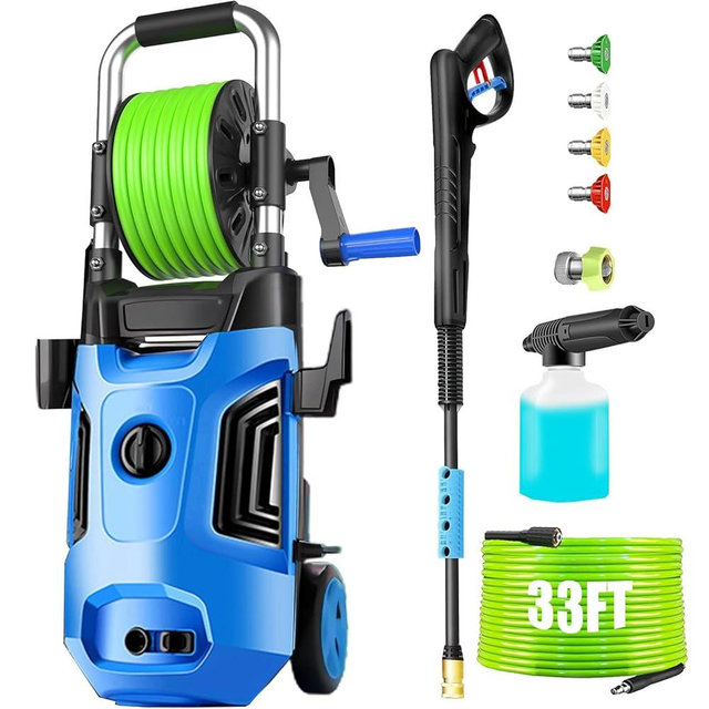 Commowner Electric Pressure Washer 4800 PSI 4.0 GPM Power Washers Electric Powered with with 33ft Pressure Hose, 4 Nozzle and Foam Cannon, Powerwashers for Home, Cars, Patio, Blue