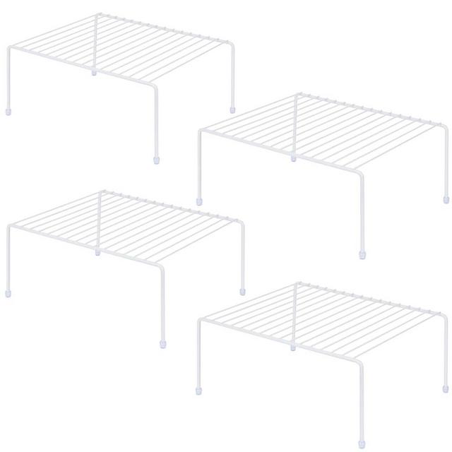 Medium (13.1 x 10.2 Inch) Cabinet Storage Shelf Rack , Kitchen Shelves，Kitchen Counter and Cabinet Shelf, Storage Rack Organizer for Kitchen, Fridge, Cabinet, Bathroom Cupboard& Pantry (White, 4)