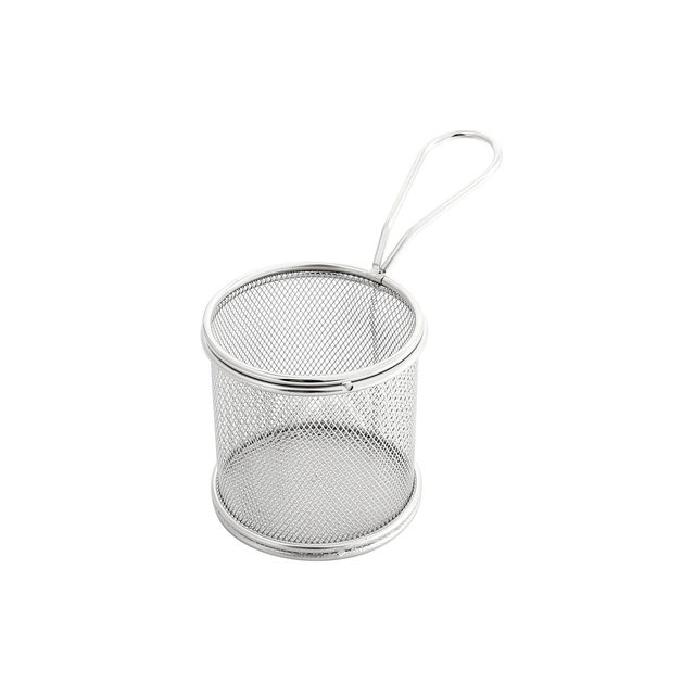Unique Bargains Stainless Steel Cylinder French Fries Oil Sieve Strainers Fry Basket Frame 1Pc