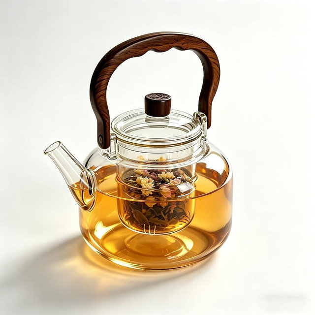 Glass Teapot with Removable Loose Tea Infuser, 50oz Stovetop Safe Glass Tea Kettle for Loose Leaf Tea, 1500ml Borosilicate Clear Tea Pot for Blooming Tea, Heat Resistant