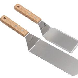 Metal Spatula Set - Griddle Long Spatula - Teppanyaki spatulas - Griddle Scraper and Pancake Flipper or Hamburger Turner - Stainless Steel Utensil great for BBQ Grill Flat Top - Commercial Grade