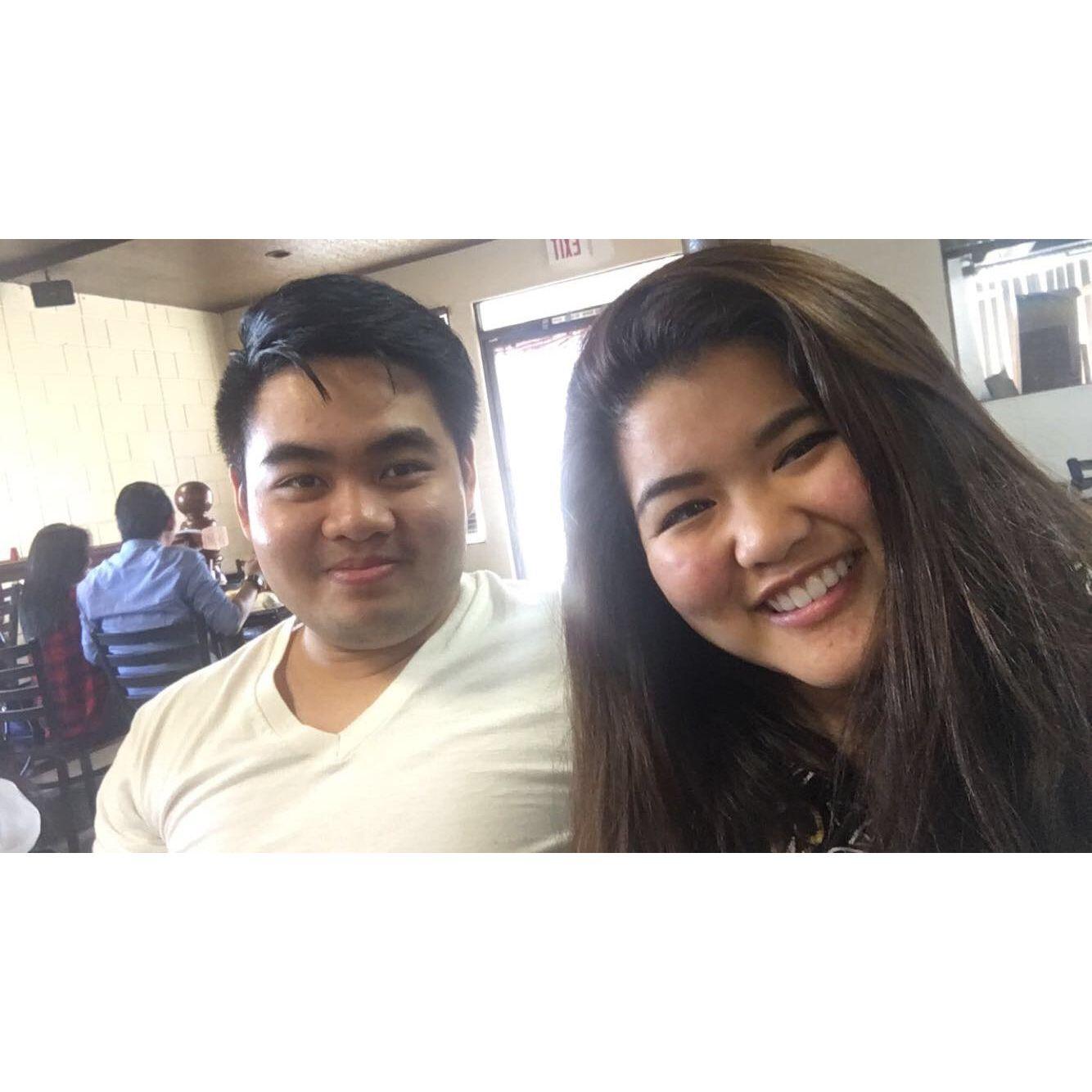 Jackie & Terrence in December of 2016 @ Zarlito's - still just friends (: