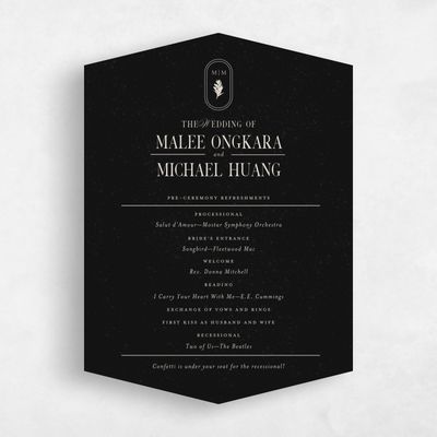Black Diamond Wedding Program - St Lucia