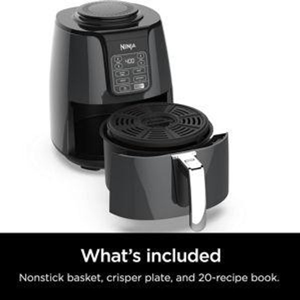 Ninja Air Fryer, Roast, Bake, Air Fry, Roast, Broil, Reheats, & Dehydrates, 4-in-1, Fries, Frozen Food, Veggies, and Juicy Meat, Less Oil, Easy Meals, Healthy Meals, Compact, 4 QT, Grey, AF101