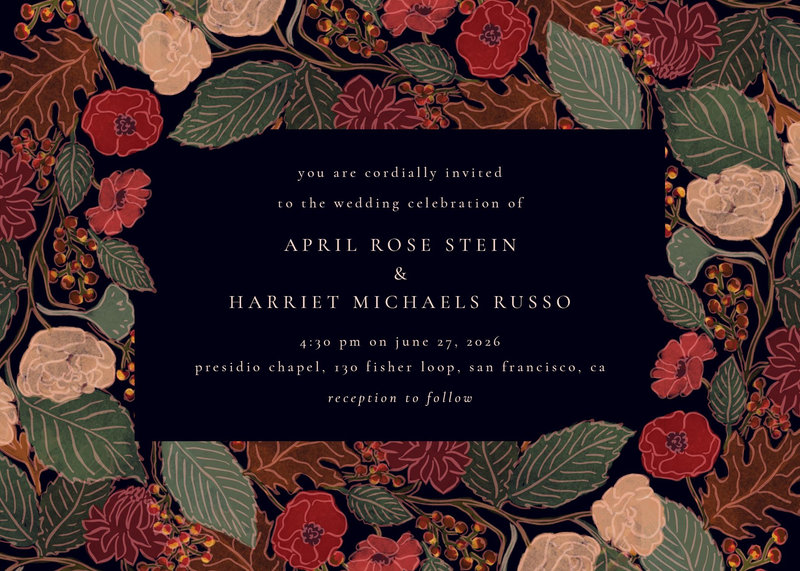 Elody Landscape | Darkest Teal | Zola Wedding Invitations