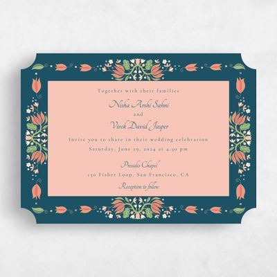 Pink Ticket Wedding Invitation - Suraya Landscape