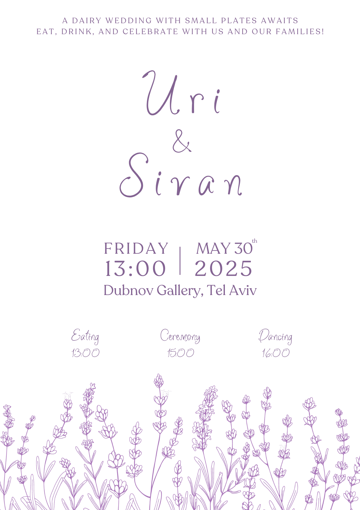 The Wedding Website of Sivan Redel and Uri Wygodny